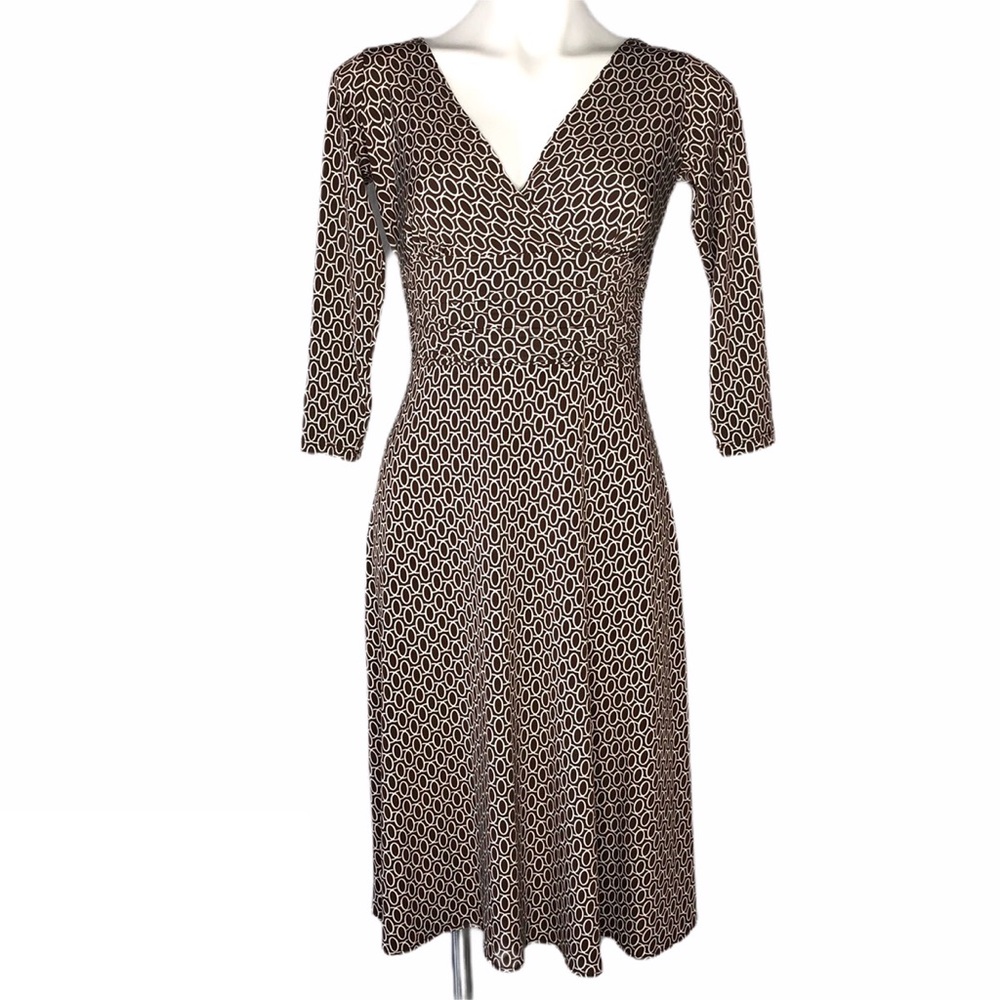 maggy london brown dress Maggy London | Dresses | Maggy London Brownwhite Print Jersey Knit Dress